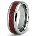 Tungsten Carbide Maple Wood Inlay Wedding Band Ring 8mm