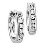 14kt. White Gold, 1/3 ct. tw. Milgrain Diamond Hoop Earrings
