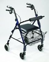 Rollator 4-Wheel with Padded Seat & Basket Red (LBPSRD)