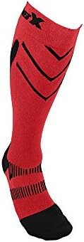 CSX Compression Socks for Men and Women, Knee High, Recovery Support, Athletic Sport Fit, Black on Red, Medium (15-20 mmHg)