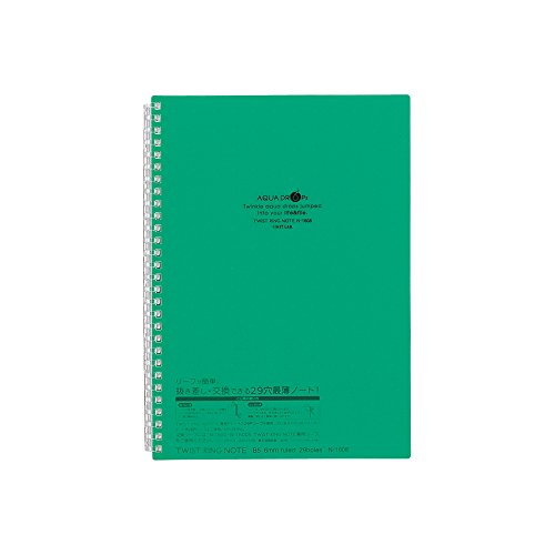 Lihit Lab Twist Ring Notebook, Lined Paper, Green, 9.9 x 7.3