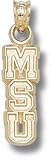 Michigan State Spartans Solid 10K Gold Vertical ''MSU'' 5/8'' Pendant