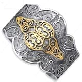 Sterling Silver and 18k Yellow Designer Cuff Bangle - 7.5 In