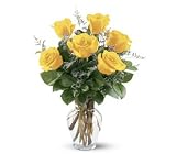 6 Yellow Roses Flowers Bouquet