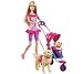 Dolls -Barbie Strollin' Pups 27084927214 (Barbie is out strolling in the park with her two adorable pups! She even has a pushchair where the littlest pup is sitting comfortably. The other dog can be attached to the pushchair and walk alongside it.Barbie can even put the little puppy into her handbag!Toy from MATTEL.)