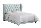 Skyline Furniture Velvet Queen Tufted Wingback Bed - Pool