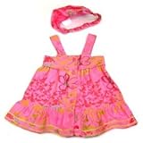 3 Pommes - Pink Floral Pattern Dress / Headband - Size 23 Months