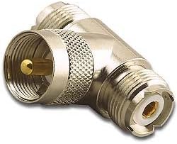 Adaptor T style 2 UHF Females to 1 UHF Male