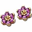 14kt Yellow Gold Floral Amethyst Earrings