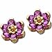 14kt Yellow Gold Floral Amethyst Earrings