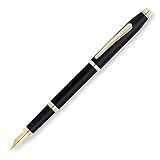 Cross Century II, Black, Fountain Pen, with 23 Karat Gold Plated Appointments and 23 Karat Gold Plated Nib Medium (2509-MF)