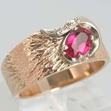 14K Yellow & White Gold Lab Created Ruby & Diamond Ring - OldCities Vintage Jewelry