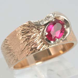 14k Yellow & White Gold .85 Ct Created Ruby & Diamond Vintage Ring