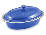 Le Creuset Stoneware 5-Quart Oval Baking Dish with Cover, Blue