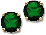 4.5mm Emerald Solitaire Gemstone Earrings
