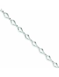 14K White Gold Polished Fancy Link Bracelet 7.25 Inches