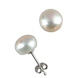 White 7.5-8mm AAAA (LS1B) Cultured Pearl CAREFREE Sterling Silver Stud Earrings