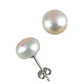 White 7.5-8mm AAAA Cultured Pearl CAREFREE Sterling Silver Stud Earrings... by Dahlia