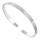 Sterling Silver 12mm Ridged Bangle 7