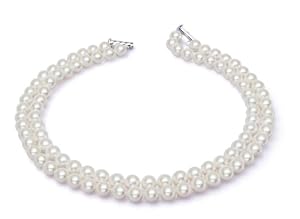 AAA 7.5-8mm White Freshwater Pearl Necklace 2 Strand 14in 15in Choker
