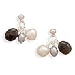 Post Back Earrings with Cultured Freshwater Pearl and Quartz Drop