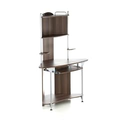HJH Office/Buerostuhl24 673900 Computertisch Ecktisch Corner Pro, alu / walnuss