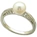 14Kt White Gold Plain and Bare Cultured White Pearl Ring