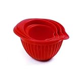 Norpro 4 Piece Silicone Prep Bowl Set, Red