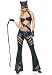 5PC Batman's Catwoman Sexy Holiday Party Costume (Large-Black)