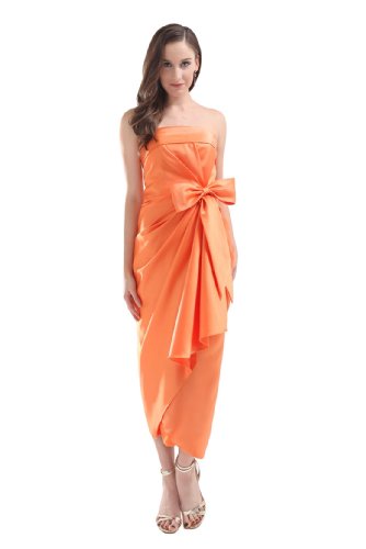 Graceful Women's Strapless Bow Detail Satin Prom Evening Dress on Sale ...