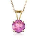 1.85 Carat Pink Topaz Pendant Necklace In 14kt Yellow Gold