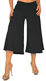 Stretch Gaucho Pants with Banded Waist from Hot Fash Shorts - SALEEN Black