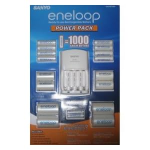 Sanyo 277265 Eneloop Power Pack with Battery Charger, 8 AA and 2 AAA Batteries Plus 4 C... by Sanyo