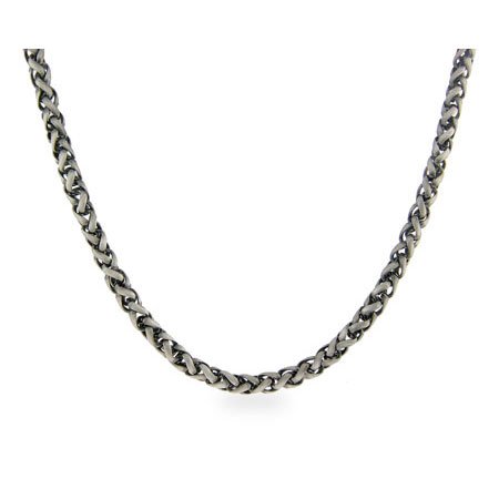 Eve's Addiction Italian Wheat Chain Mens Sterling Silver Necklace