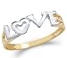 Size- 7 - 14k Yellow and White Gold Love Heart Fashion Ring