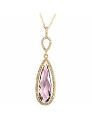14K Yellow Gold Double-Sided Checkerboard Cut Rose Quartz and Diamond Pendant -- LIFETIME WARRANTY