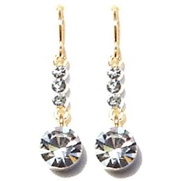 3 Carat Bling Bling Austrian Crystal Earrings - Goldtone