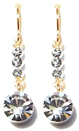 Click here to buy 3 Carat Bling Bling Austrian Crystal Earrings - Goldtone.