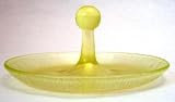 Fenton Vaseline Stretch Glass Topaz Lemon Butter Tray