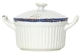 Stoneware Pottery Distressed Blue and White Round Salt Box4"D, 2"H Set of 2