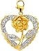 Rose In Heart, 14K Gold Diamond Charm