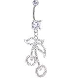 Crystalline Gem PAVED HOLLOW CHERRY Dangle Belly Ring