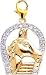 Horseshoe With Horse, 14K Gold Diamond Charm