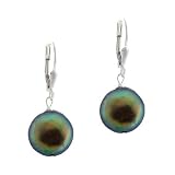 Genuine Freshwater Cultured Black Coin Pearl LeverBack Lever Back Earrings