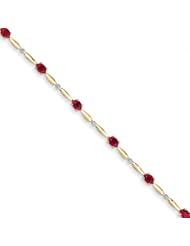 14k Diamond And African Ruby Oval Bracelet