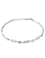 14K Italian White Gold Diamond-Cut Infinity Love Segment Bracelet (6.5"), Women Jewelry in Gift Box