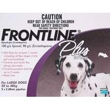 6 MONTH Frontline PLUS Purple for Dogs 45-88 lbs	 20-40 kg	 puppies 8 weeks +
