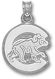 Chicago Cubs Solid Sterling Silver ''C'' Polished Bear 5/8'' Pendant