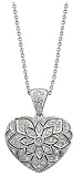 14K White Gold Diamond Heart Locket Pendant w/Chain