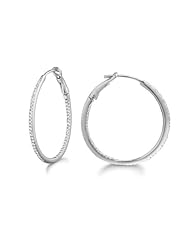 Micro Prong Sterling silver Diamond 0.26ct round hoop Earring (H-I, I2-I3)